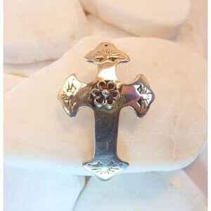 VTG Sterling Silver Hand Made Cross Pendant Mexico Signed OOAK